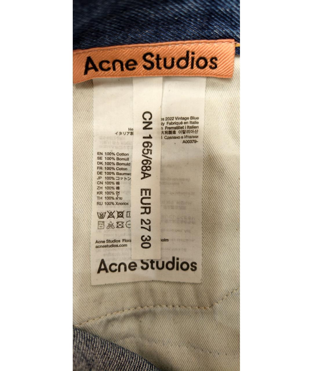ACNE STUDIOS Синие хлопковые джинсы клеш, фото 9