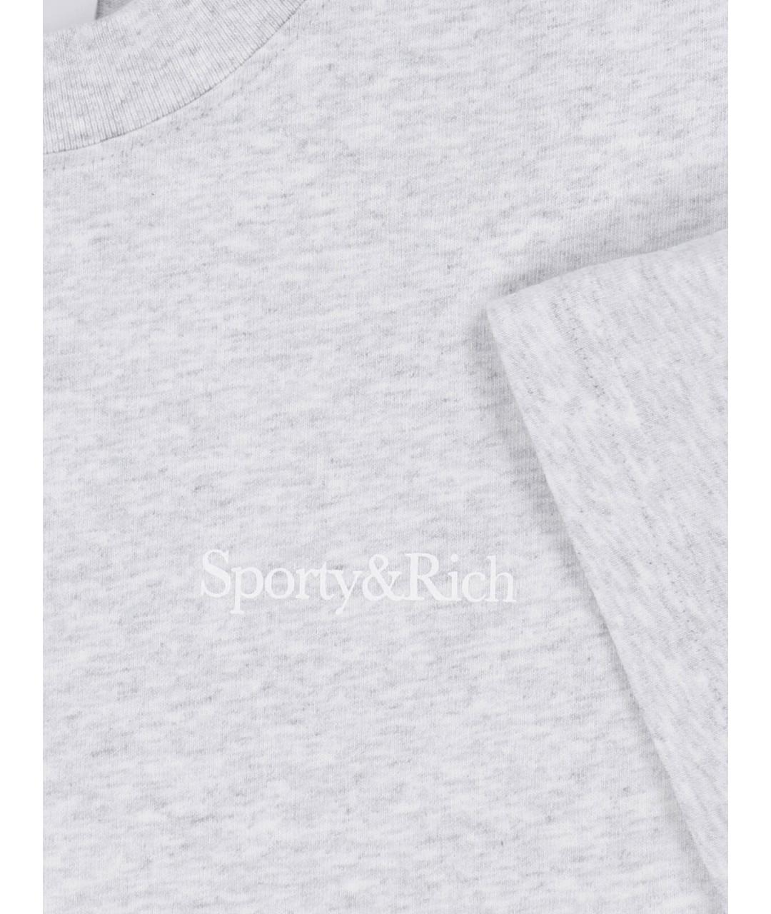 SPORTY AND RICH Серая хлопковая футболка, фото 3