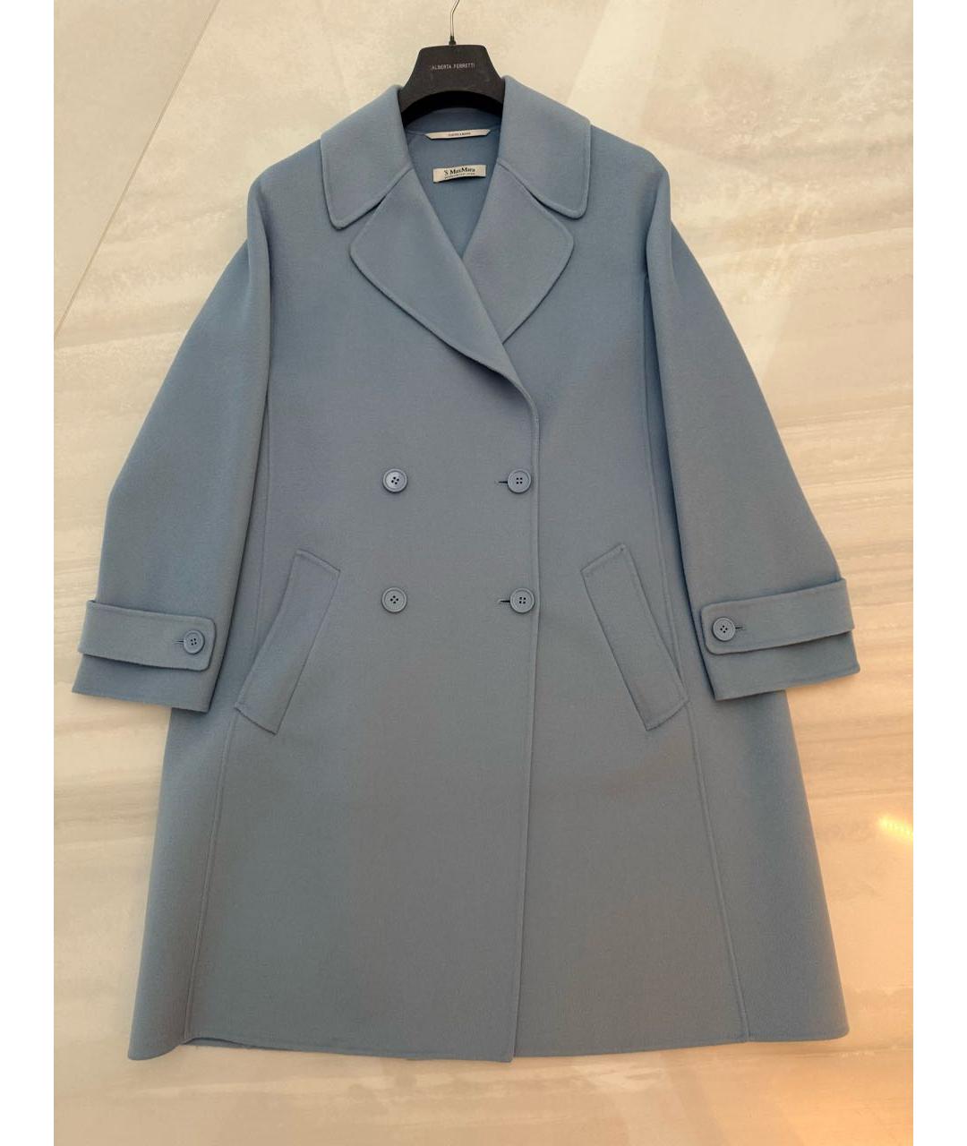 'S MAX MARA Голубое шерстяное пальто, фото 4