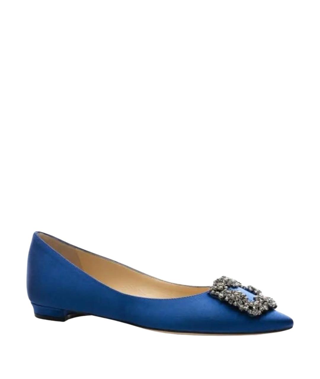 MANOLO BLAHNIK Синие текстильные балетки, фото 1