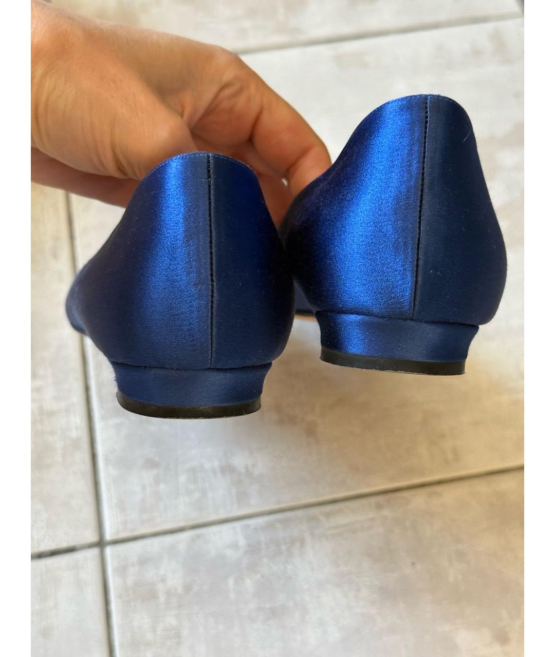 MANOLO BLAHNIK Синие текстильные балетки, фото 4