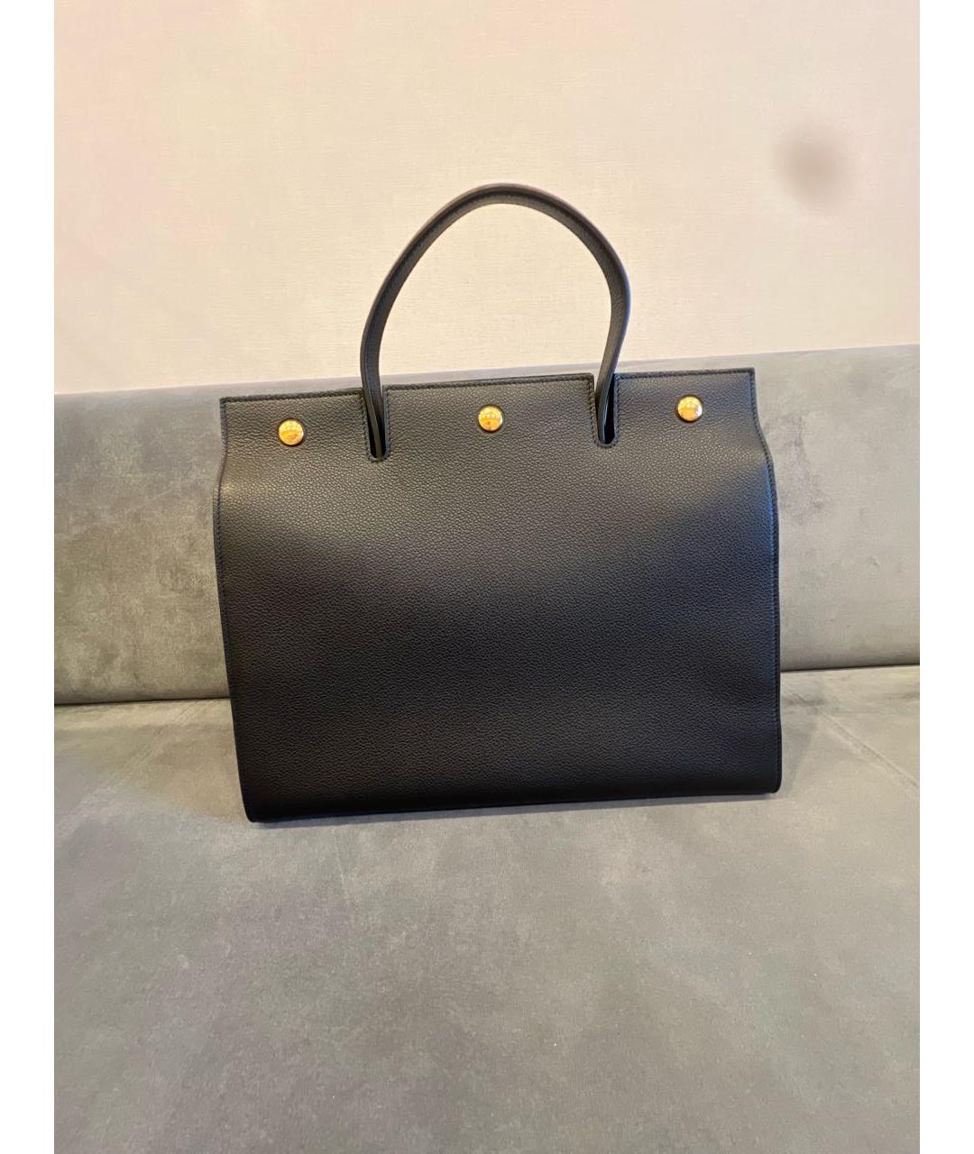 BURBERRY Черная кожаная сумка тоут, фото 3