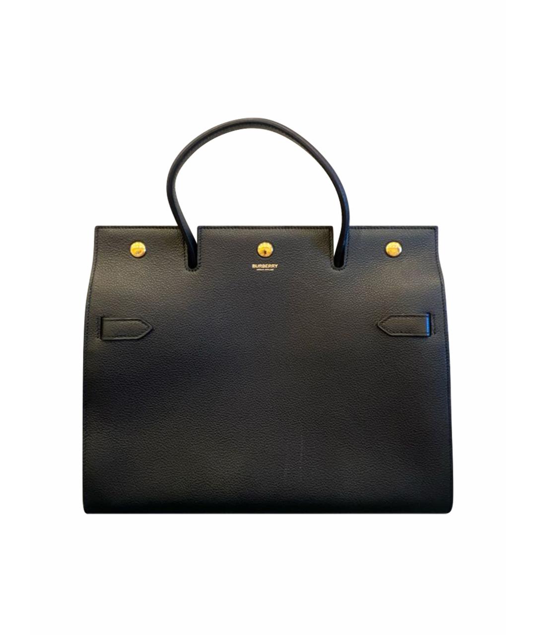 BURBERRY Черная кожаная сумка тоут, фото 1