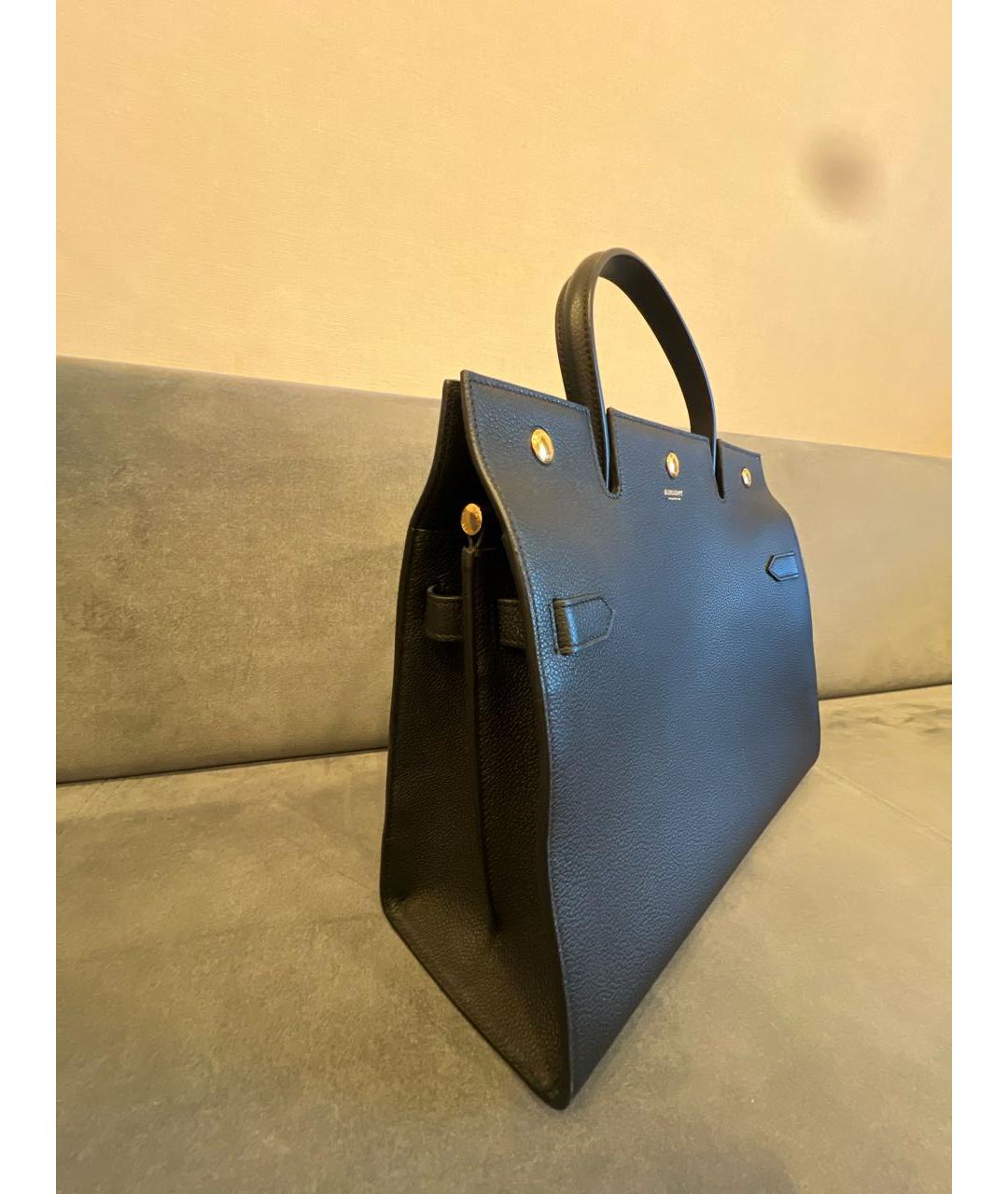 BURBERRY Черная кожаная сумка тоут, фото 2