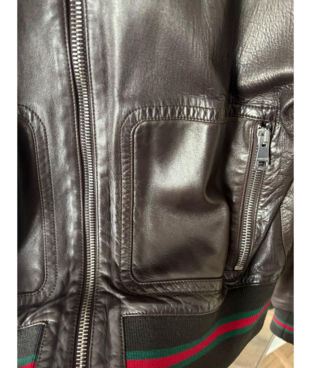 GUCCI Коричневая кожаная куртка, фото 6