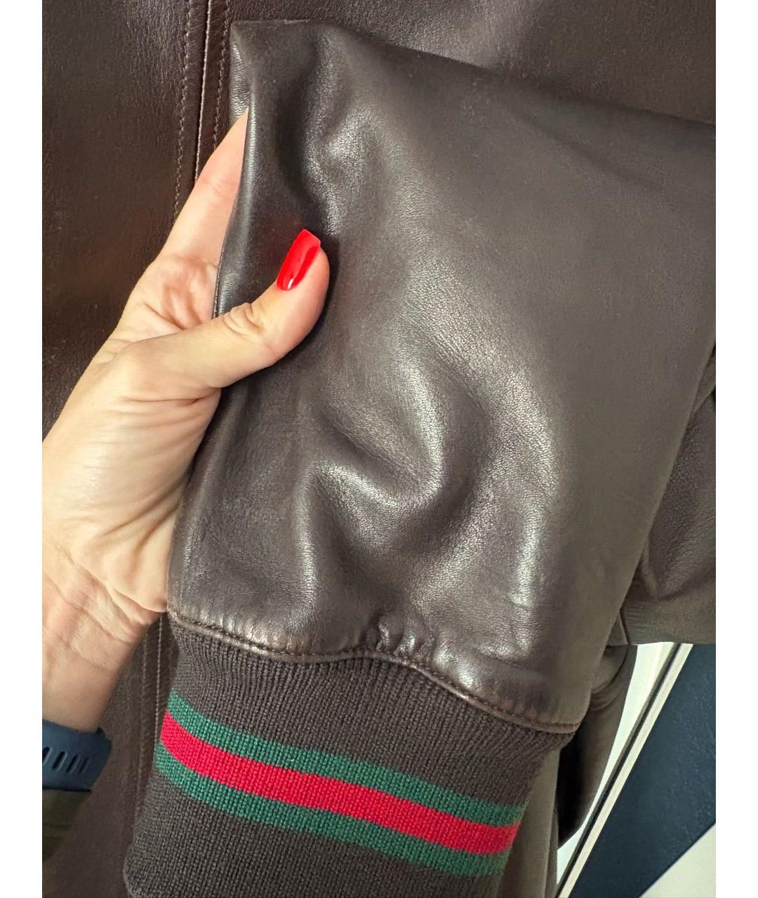 GUCCI Коричневая кожаная куртка, фото 7