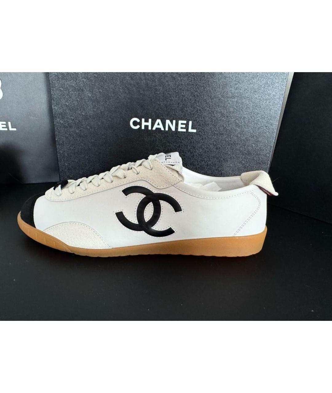 CHANEL Белые кожаные кеды, фото 8