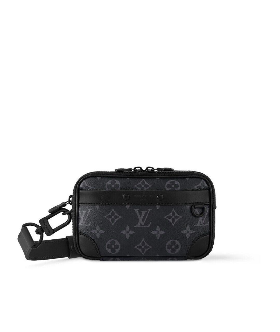 LOUIS VUITTON Антрацитовая сумка на плечо из канвы, фото 9
