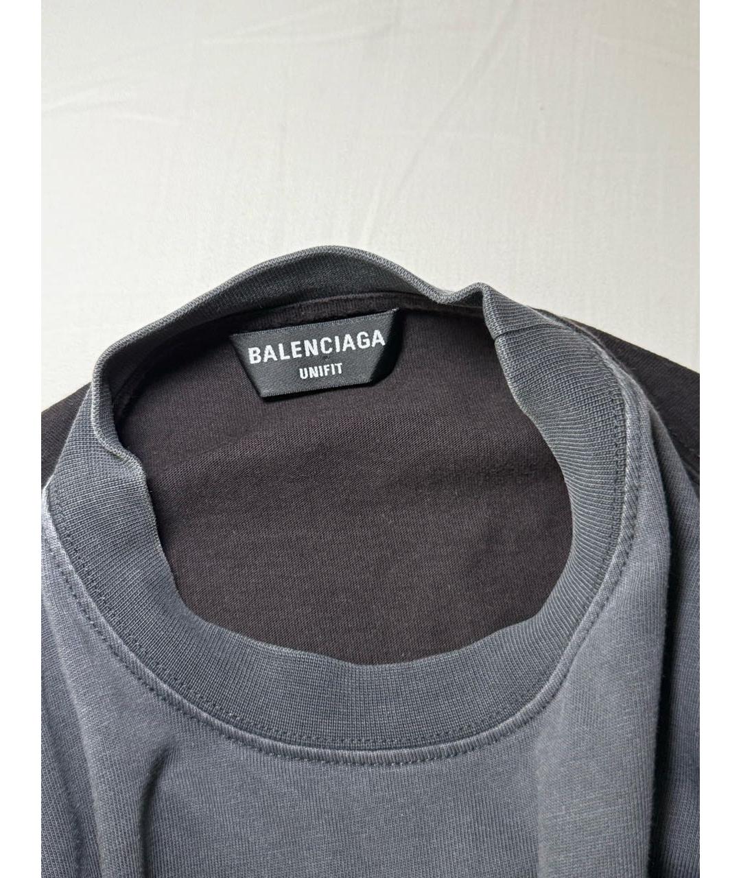 BALENCIAGA Черная хлопковая футболка, фото 4
