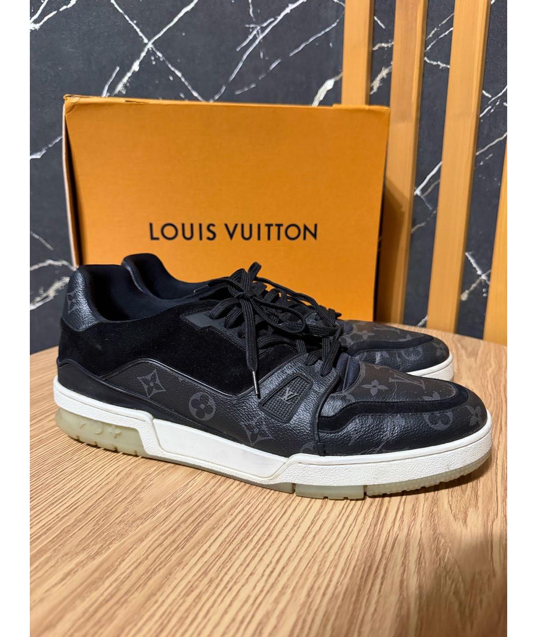 LOUIS VUITTON Черные кожаные низкие кроссовки / кеды, фото 6