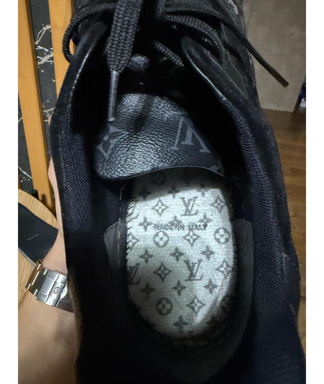 LOUIS VUITTON Черные кожаные низкие кроссовки / кеды, фото 4