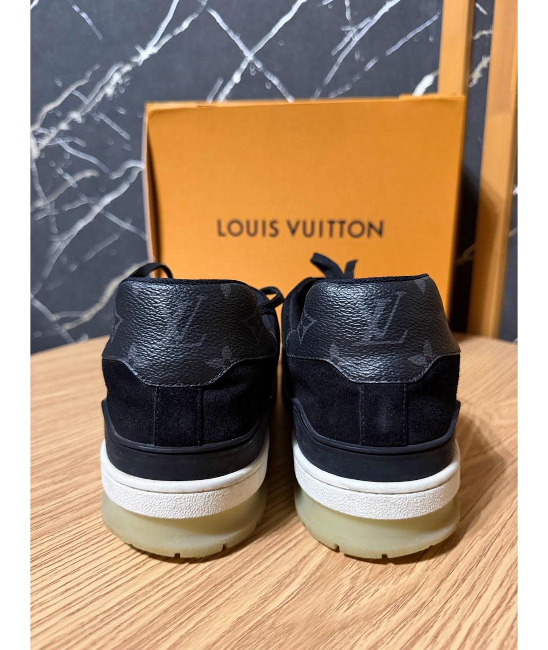 LOUIS VUITTON Черные кожаные низкие кроссовки / кеды, фото 2