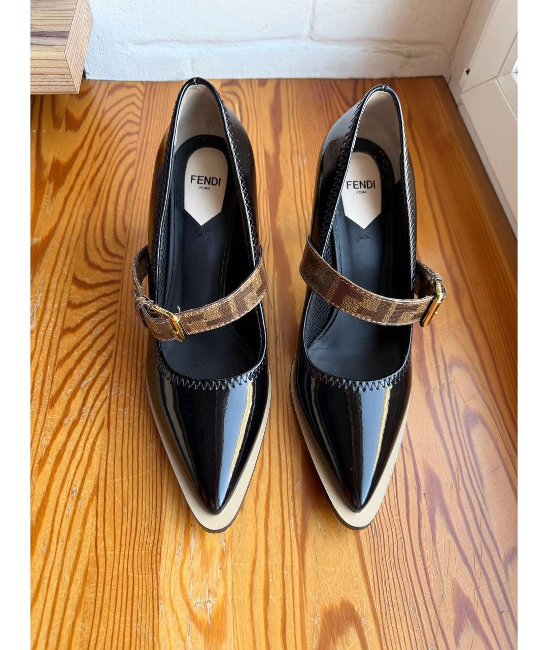 FENDI Черные туфли из лакированной кожи, фото 2