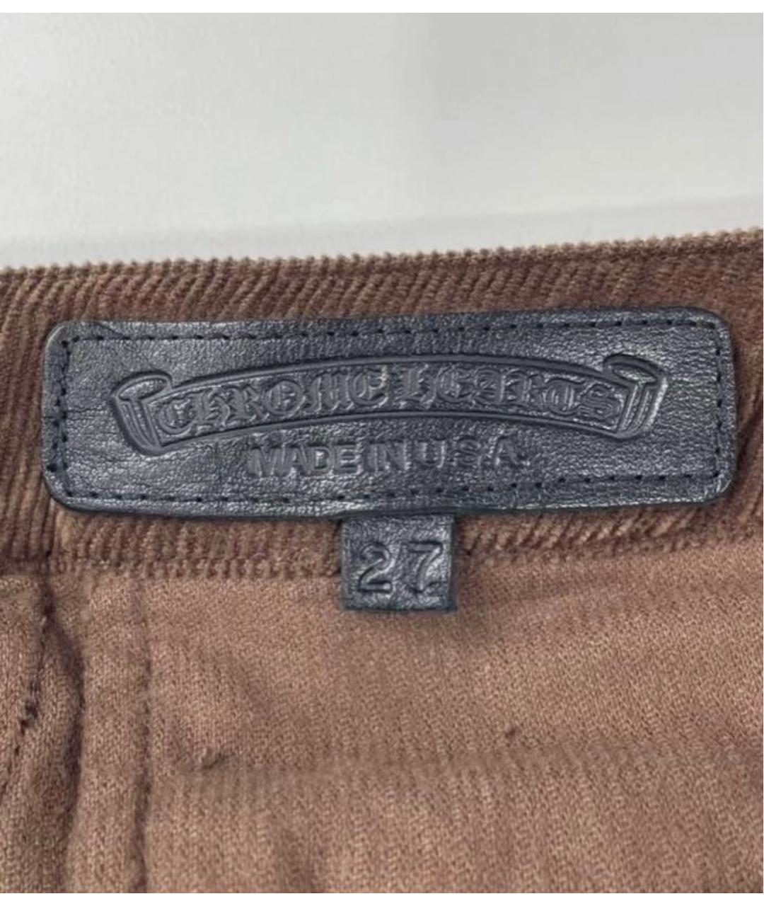 CHROME HEARTS Коричневые хлопковые брюки узкие, фото 4