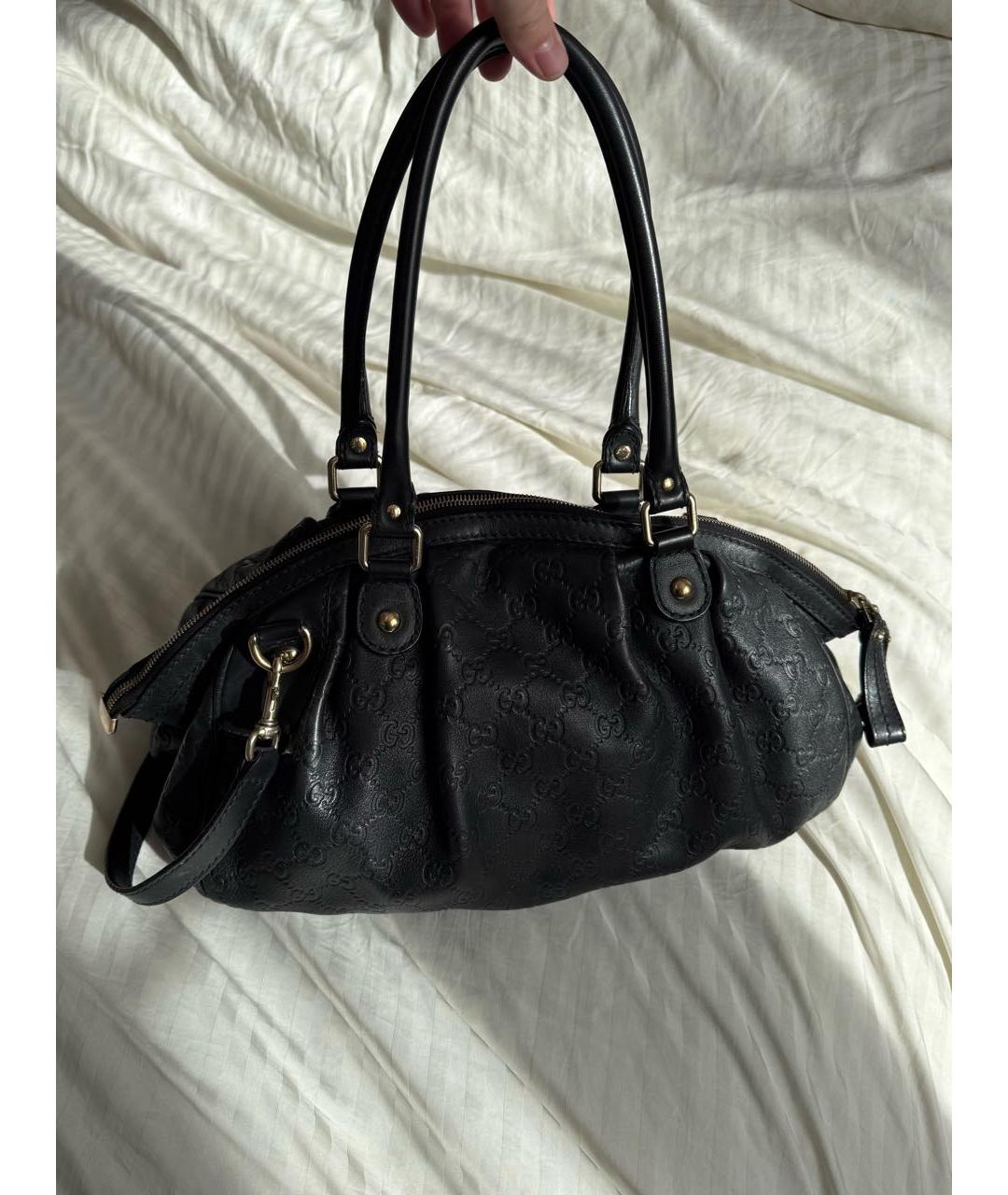 GUCCI Черная кожаная сумка с короткими ручками, фото 3