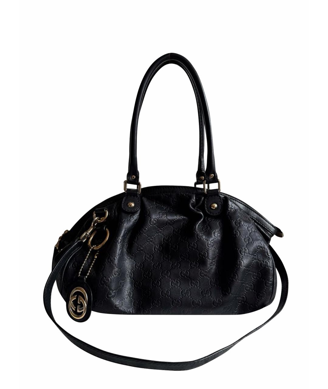 GUCCI Черная кожаная сумка с короткими ручками, фото 1