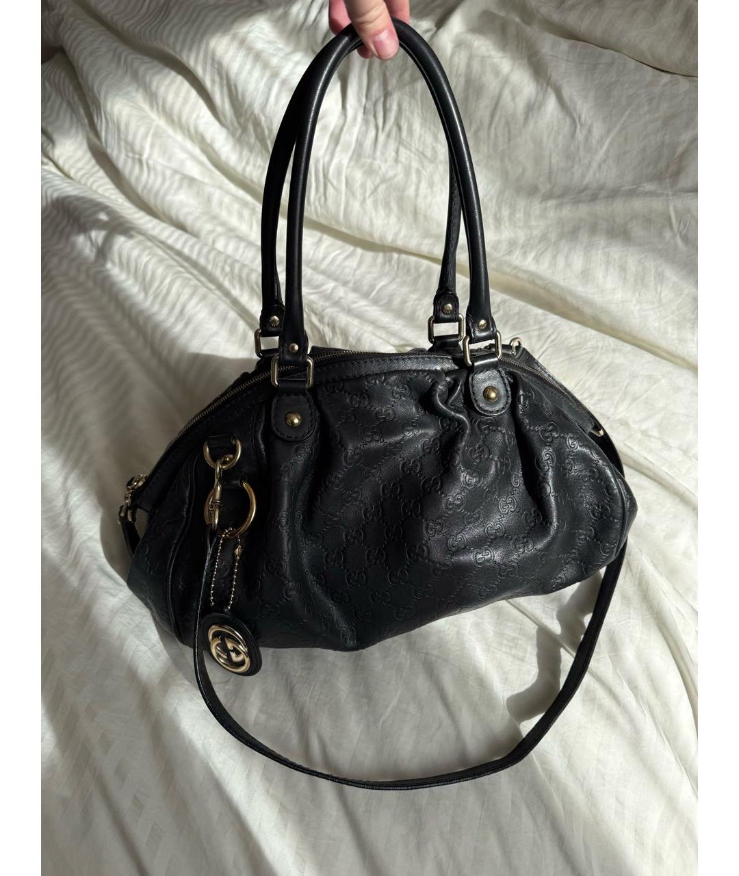 GUCCI Черная кожаная сумка с короткими ручками, фото 2