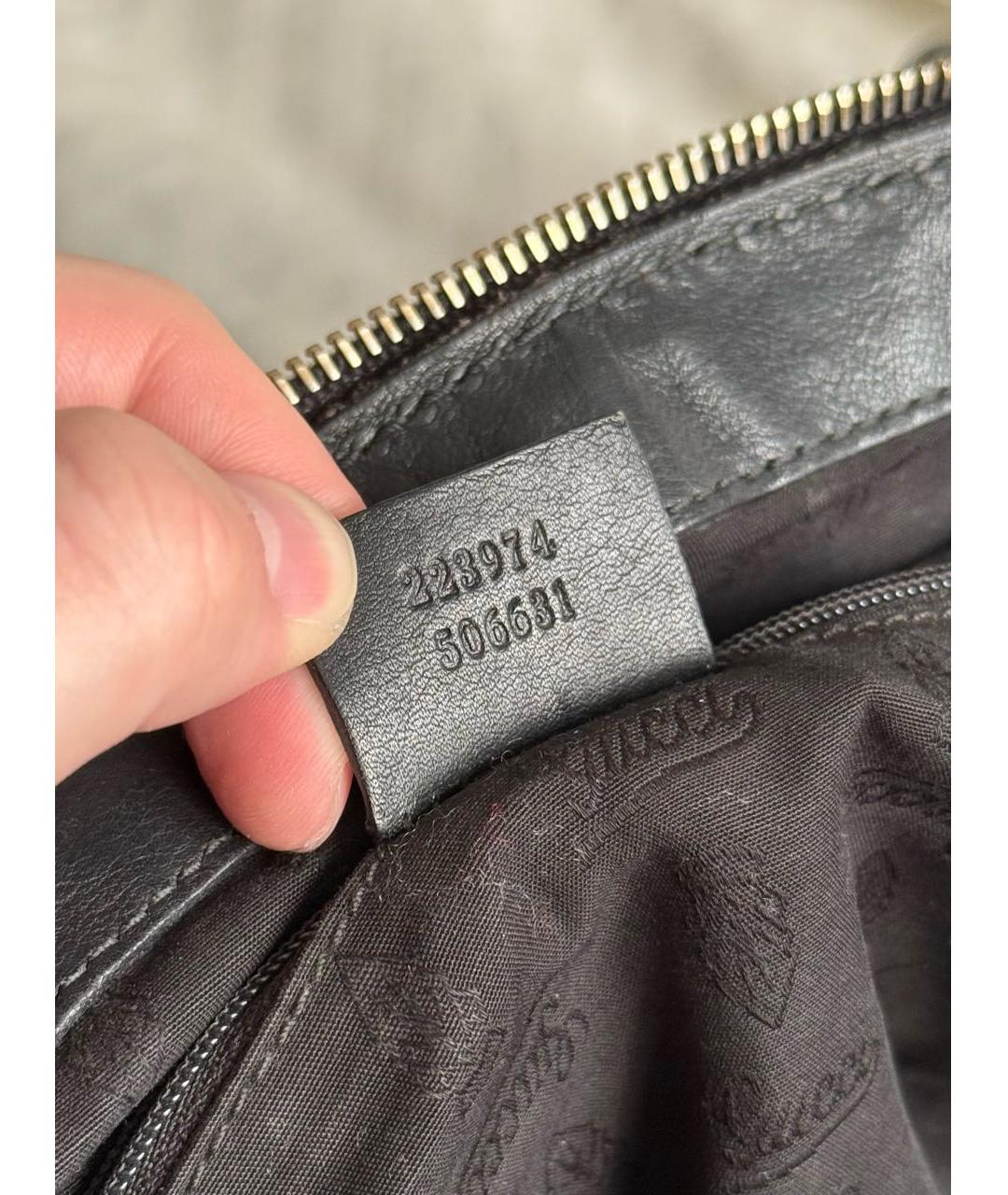 GUCCI Черная кожаная сумка с короткими ручками, фото 7