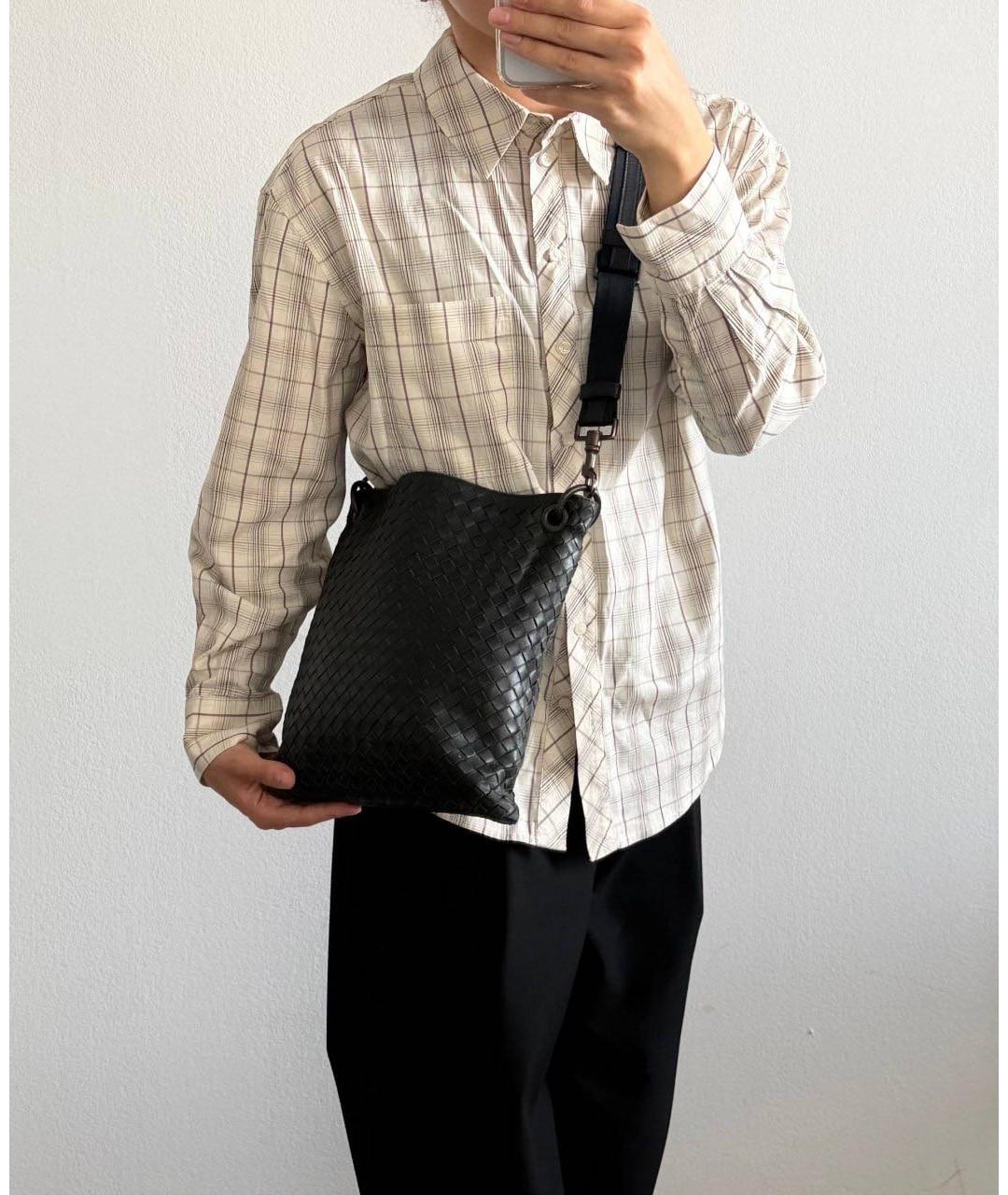 BOTTEGA VENETA Черная кожаная сумка на плечо, фото 7
