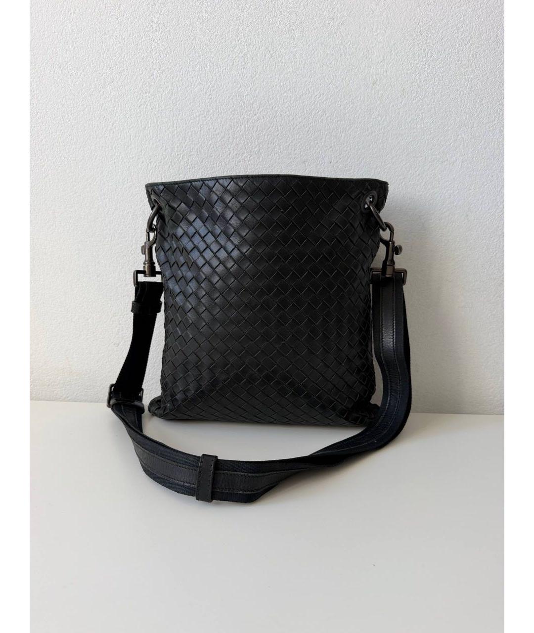 BOTTEGA VENETA Черная кожаная сумка на плечо, фото 8