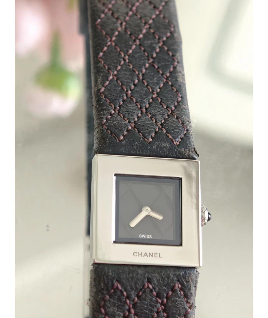CHANEL Серебряные кожаные часы, фото 7