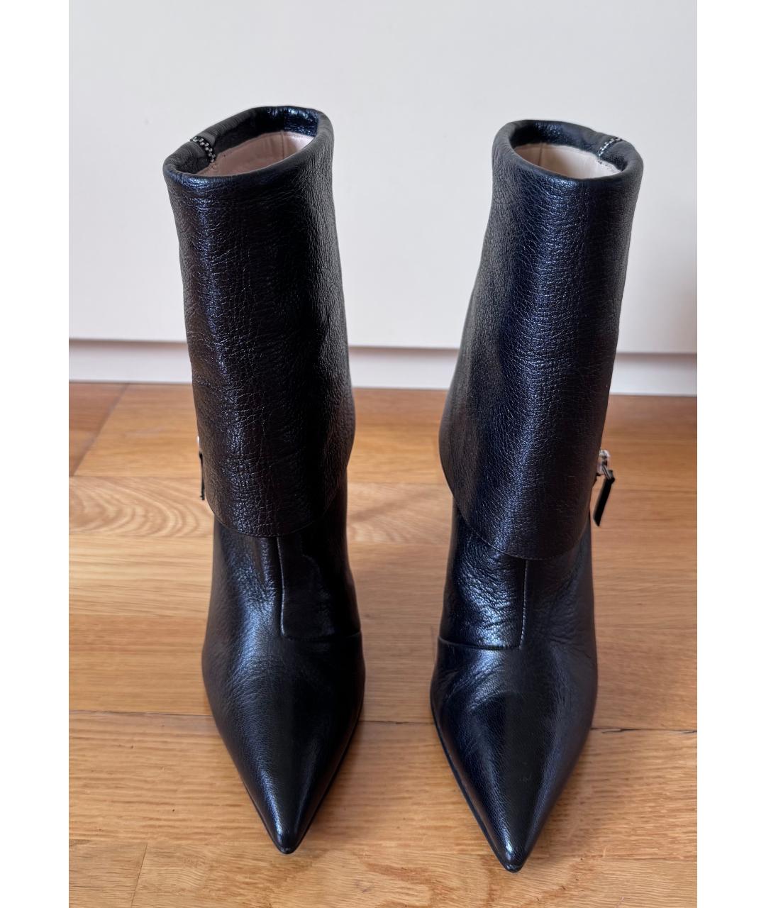 MANOLO BLAHNIK Черные кожаные полусапоги, фото 2