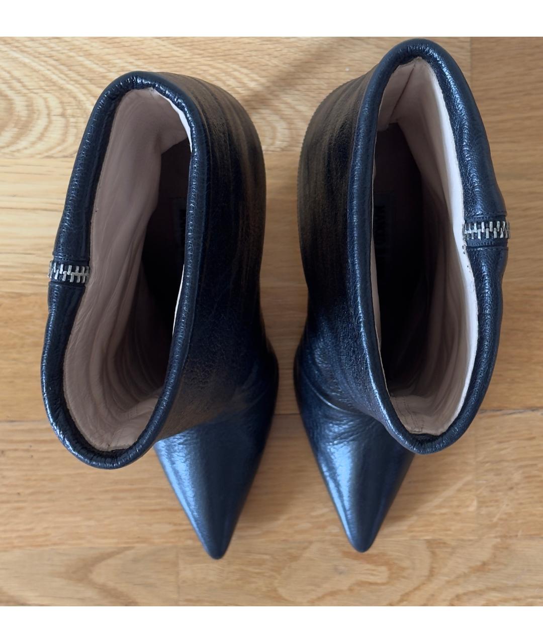 MANOLO BLAHNIK Черные кожаные полусапоги, фото 3