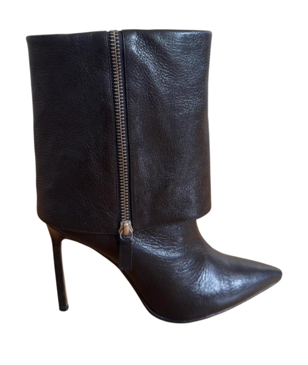 MANOLO BLAHNIK Черные кожаные полусапоги, фото 1