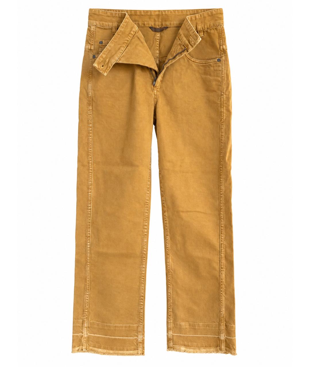 BRUNELLO CUCINELLI Горчичные хлопко-эластановые прямые джинсы, фото 2