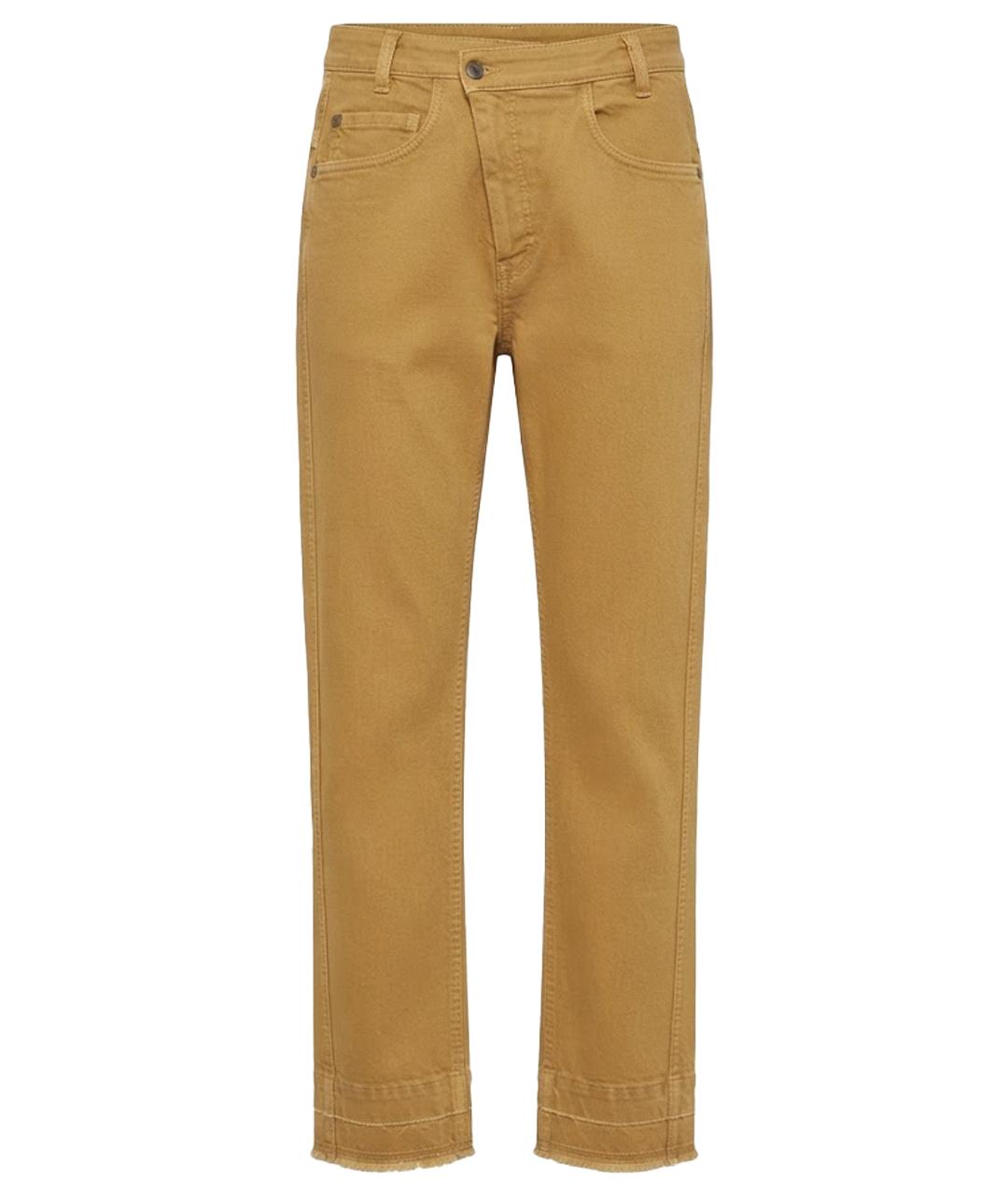 BRUNELLO CUCINELLI Горчичные хлопко-эластановые прямые джинсы, фото 1