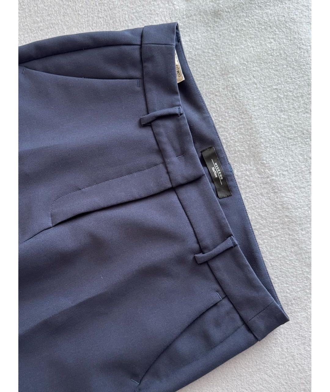 WEEKEND MAX MARA Темно-синие полиэстеровые брюки узкие, фото 5