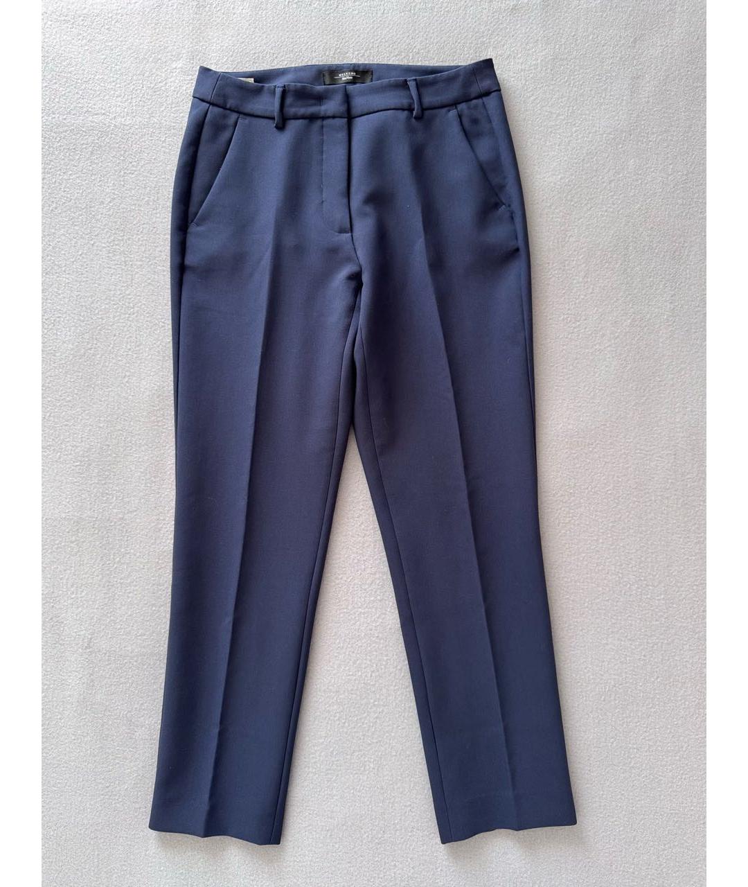 WEEKEND MAX MARA Темно-синие полиэстеровые брюки узкие, фото 9