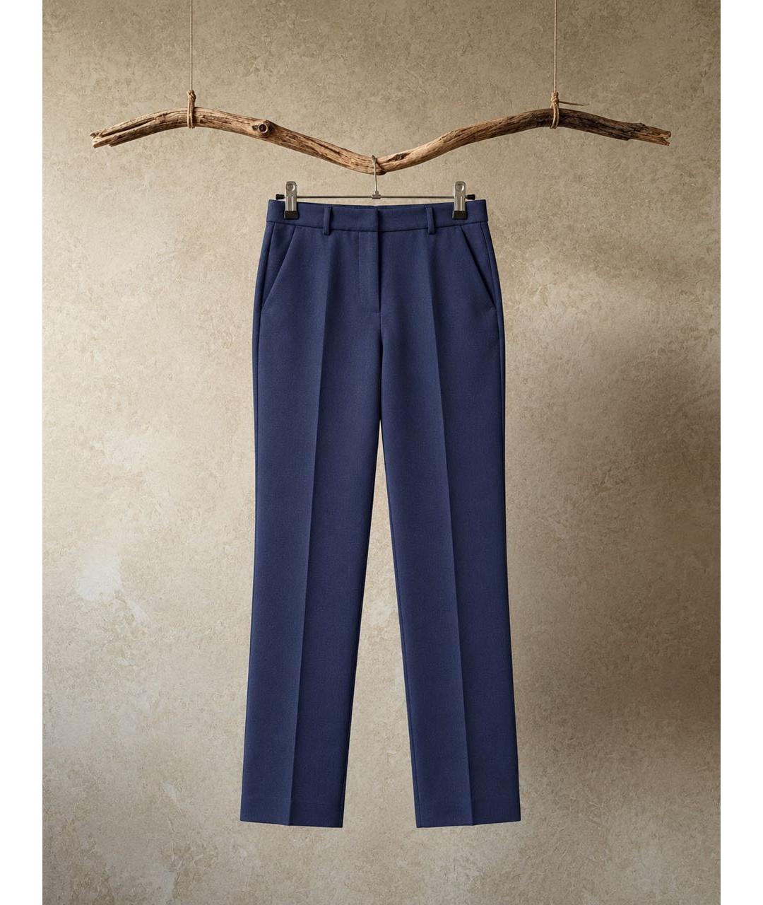 WEEKEND MAX MARA Темно-синие полиэстеровые брюки узкие, фото 8
