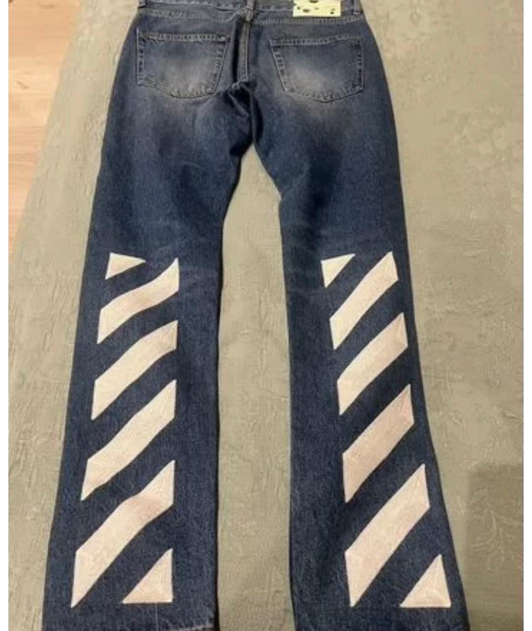 OFF-WHITE Синие хлопко-полиэстеровые прямые джинсы, фото 2