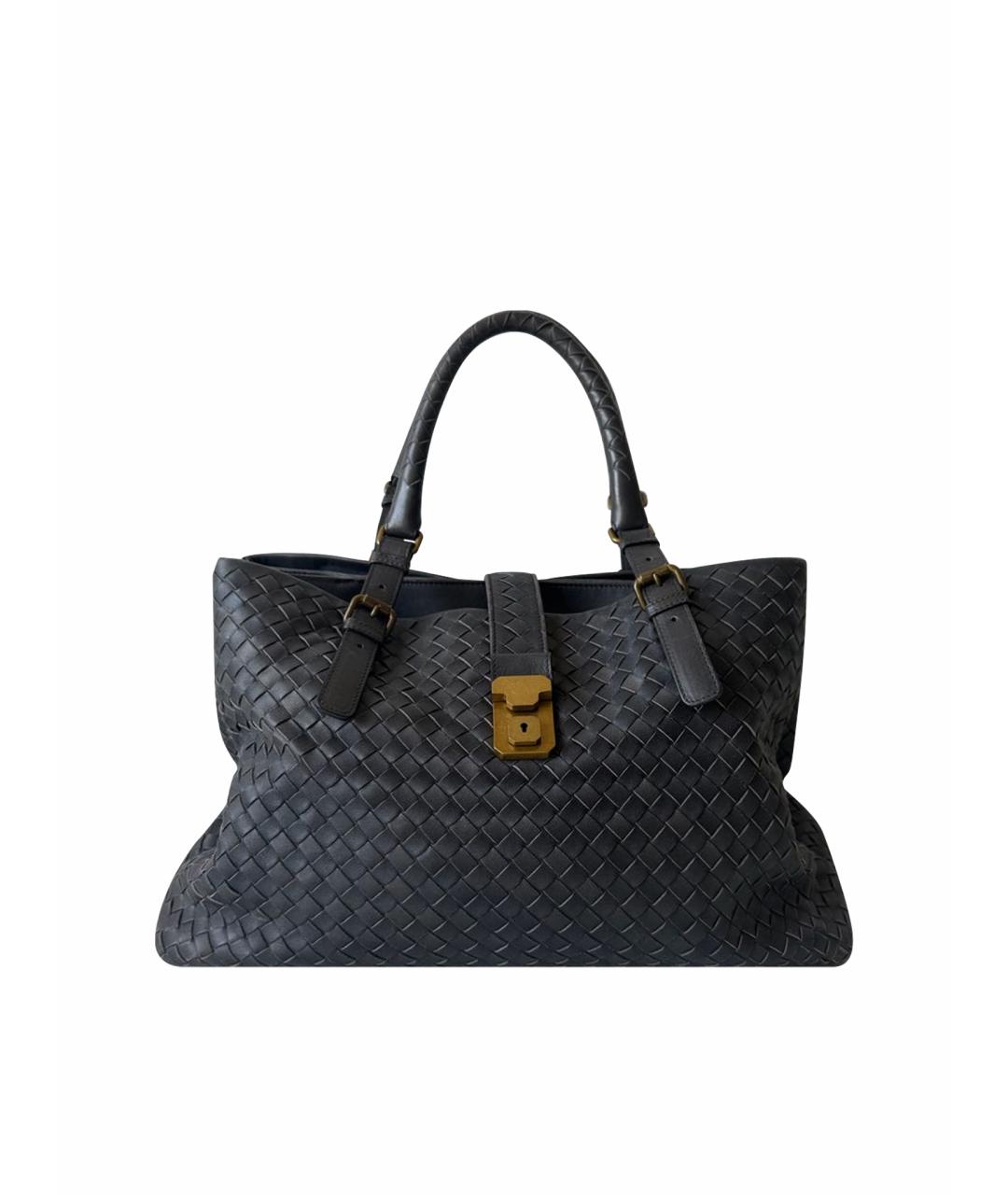 BOTTEGA VENETA Антрацитовая кожаная сумка тоут, фото 1