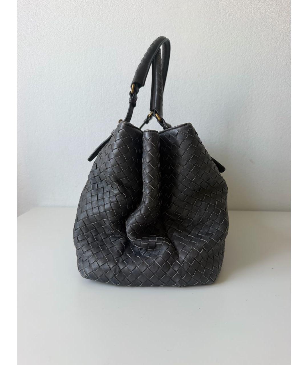 BOTTEGA VENETA Антрацитовая кожаная сумка тоут, фото 3