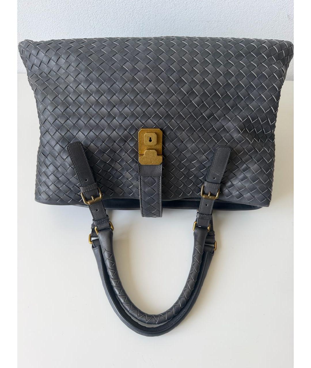 BOTTEGA VENETA Антрацитовая кожаная сумка тоут, фото 5