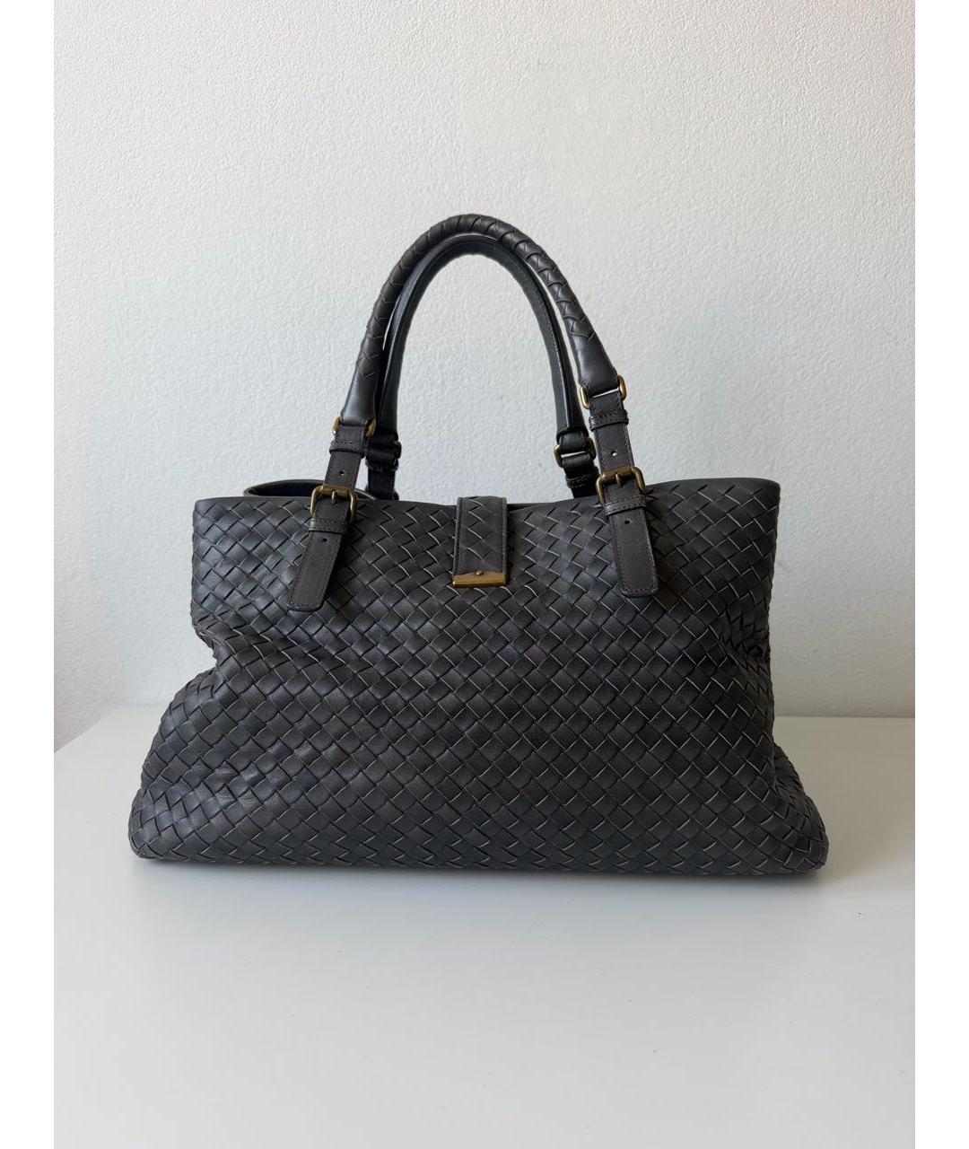 BOTTEGA VENETA Антрацитовая кожаная сумка тоут, фото 2