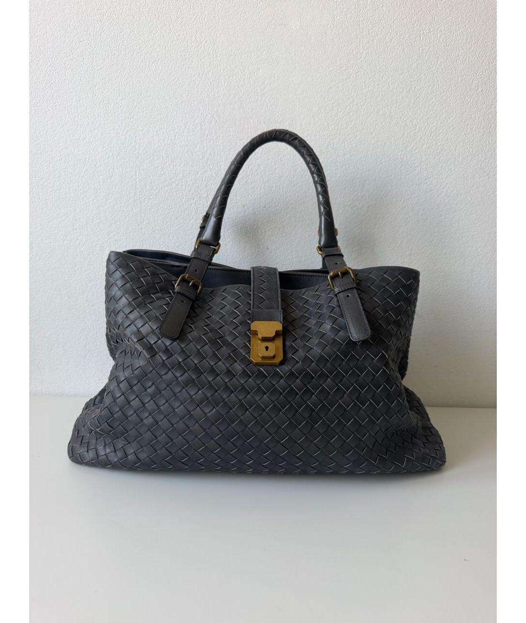 BOTTEGA VENETA Антрацитовая кожаная сумка тоут, фото 7