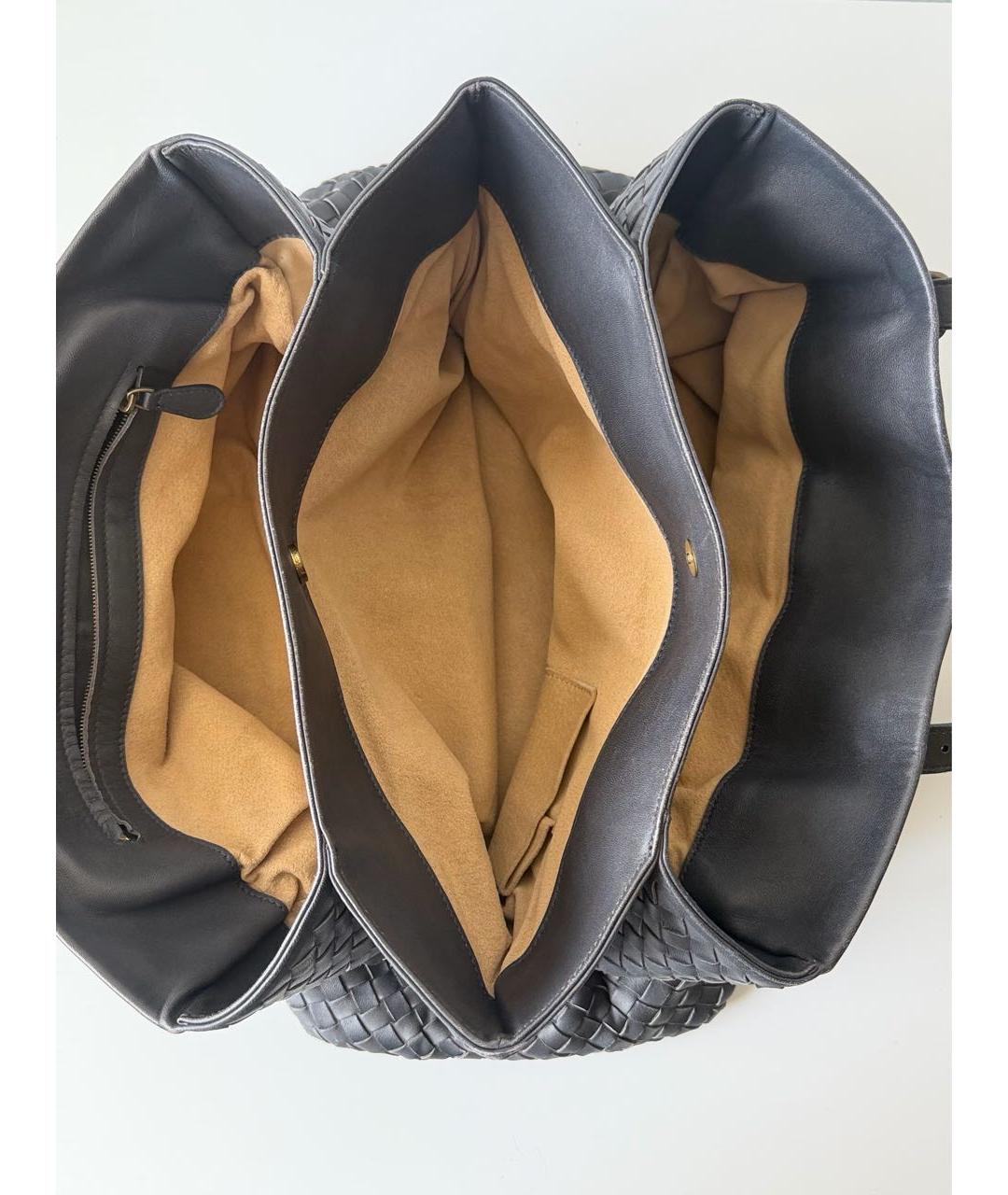 BOTTEGA VENETA Антрацитовая кожаная сумка тоут, фото 4