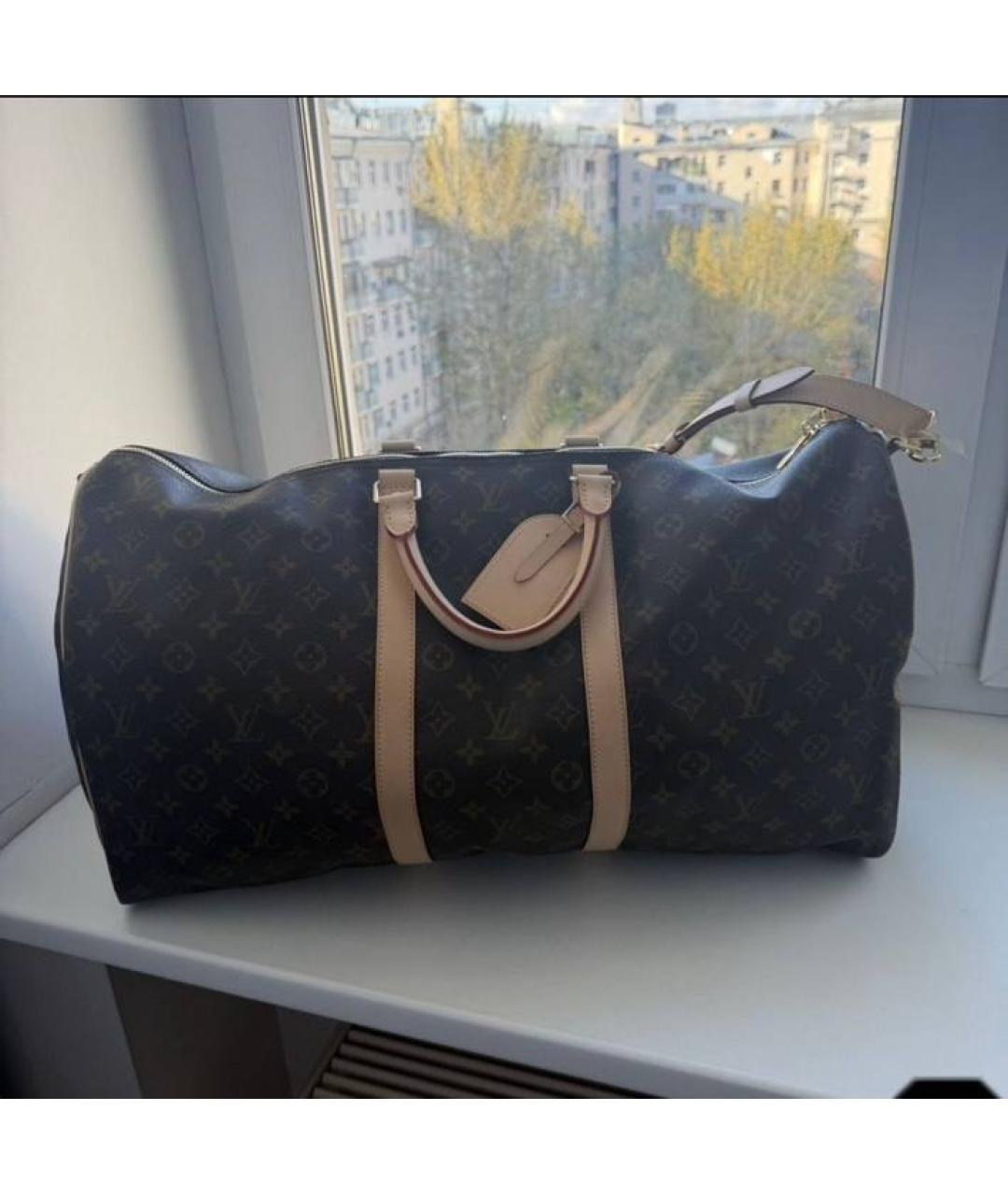 LOUIS VUITTON Коричневая дорожная/спортивная сумка из канвы, фото 6