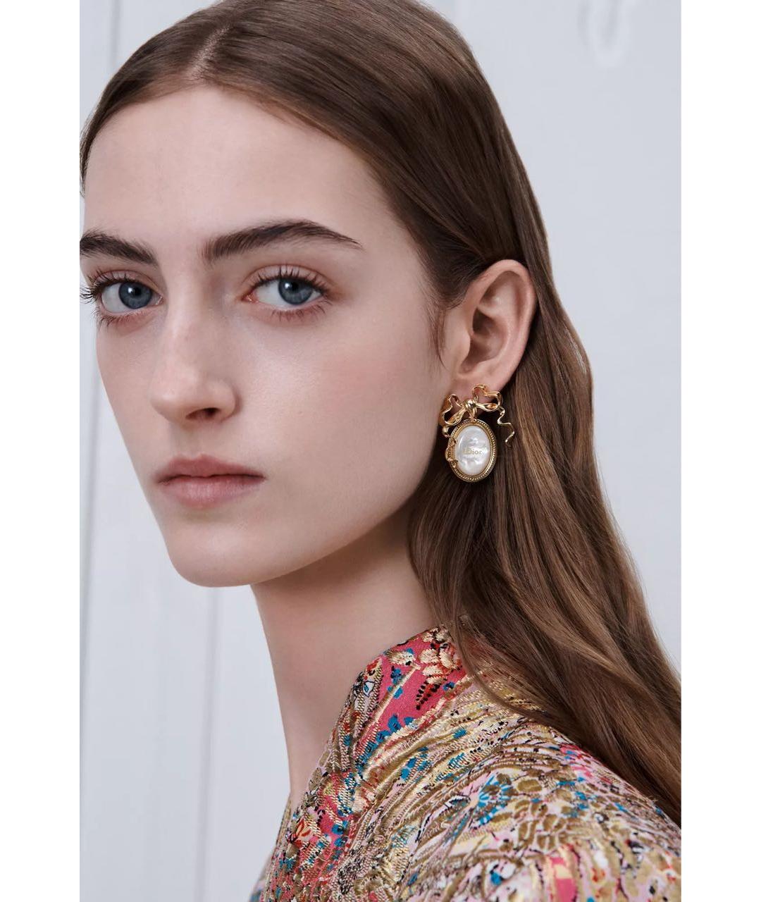 CHRISTIAN DIOR Золотые металлические серьги, фото 2