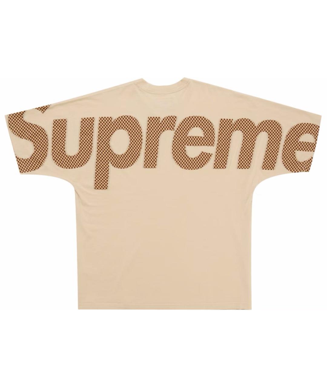 SUPREME Бежевая хлопковая футболка, фото 6