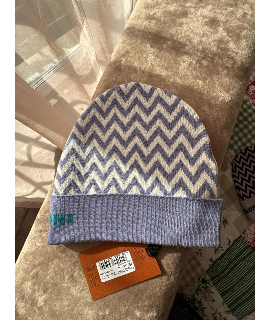 MISSONI Голубая шерстяная шапка, фото 2