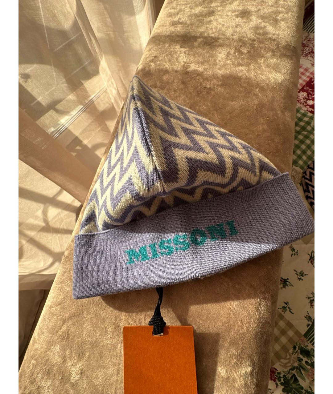 MISSONI Голубая шерстяная шапка, фото 3
