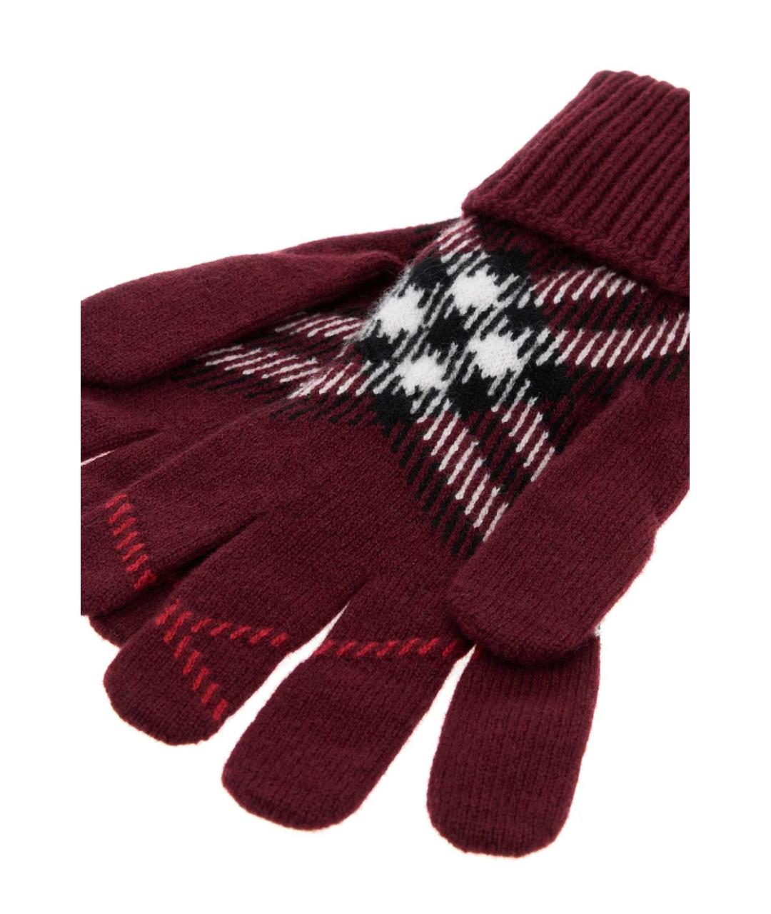 BURBERRY Бордовые кашемировые перчатки, фото 2