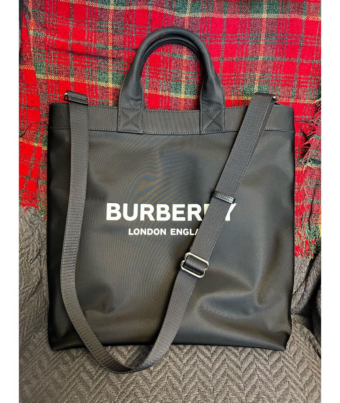 BURBERRY Черная нейлоновая сумка тоут, фото 2