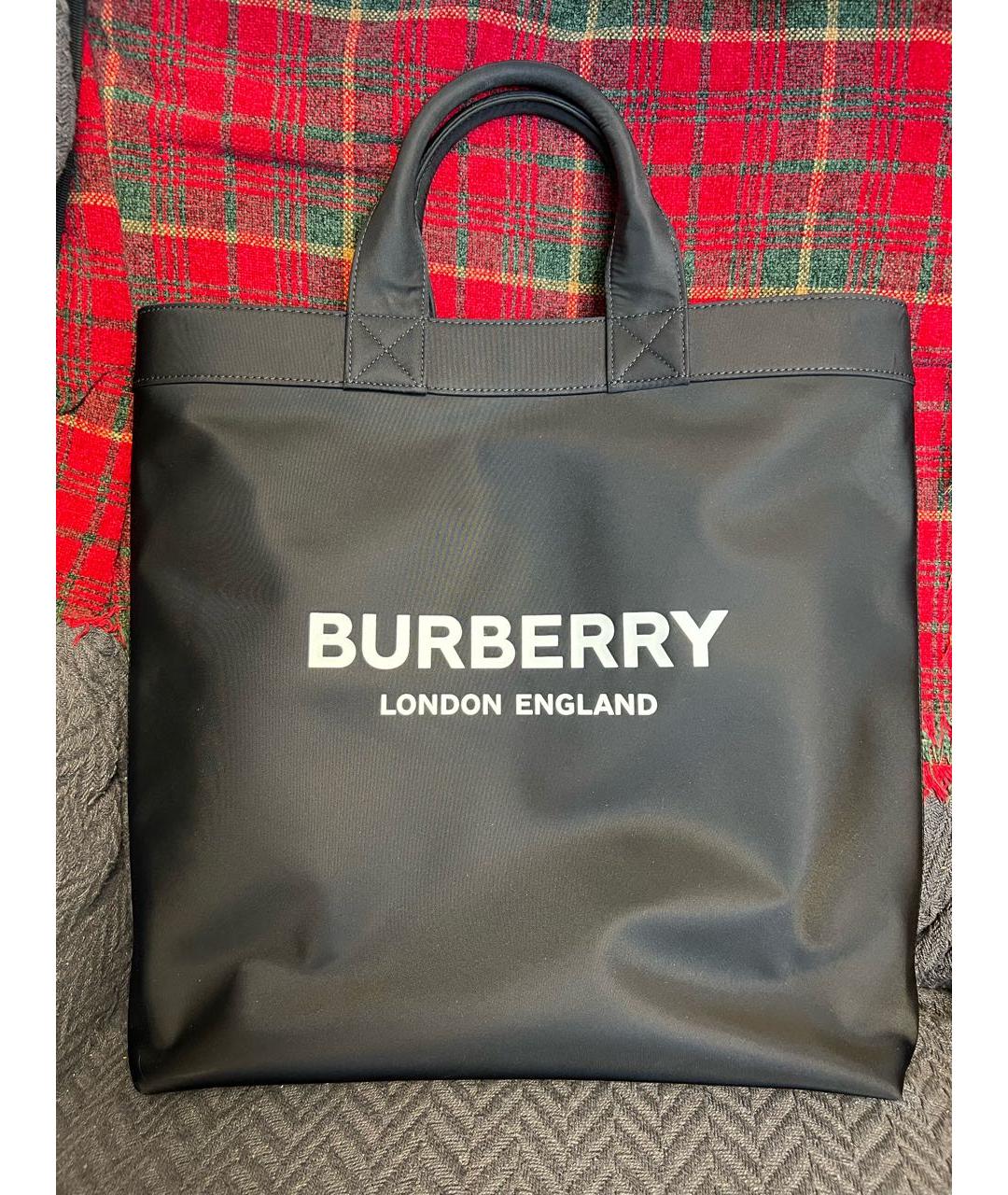 BURBERRY Черная нейлоновая сумка тоут, фото 6