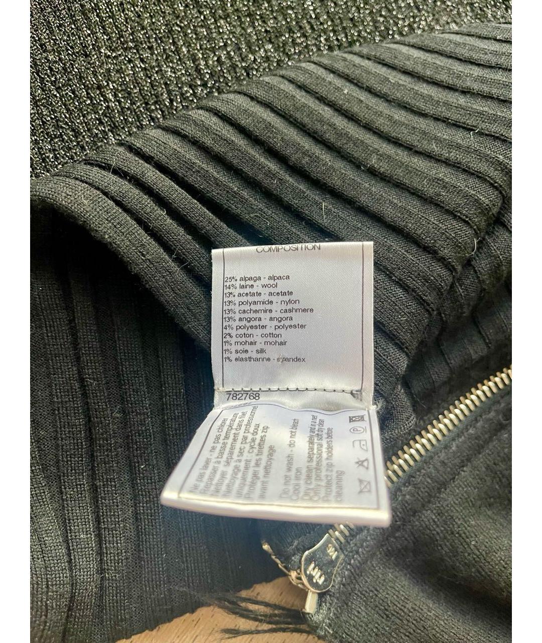 CHANEL Черный кашемировый шарф, фото 4