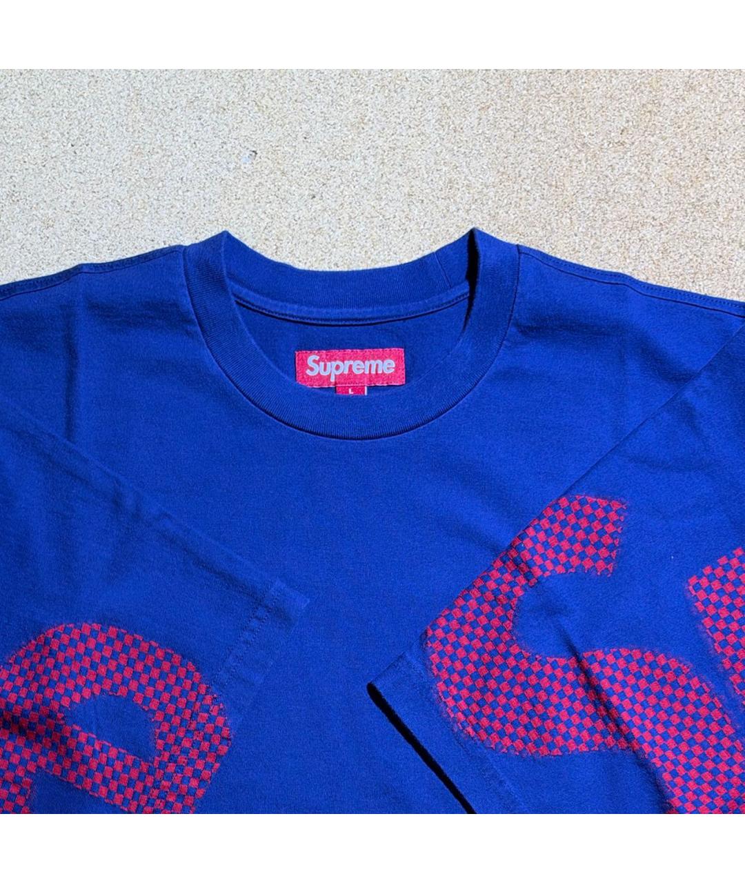 SUPREME Темно-синяя хлопковая футболка, фото 3